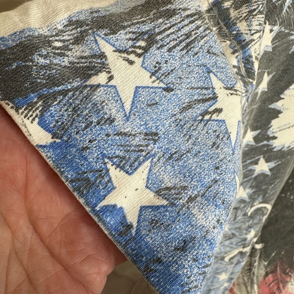 Vintage Fruit of the Loom USA Flag Eagle American All Over Print AOP T-Shirt - L - Picture 2 of 6